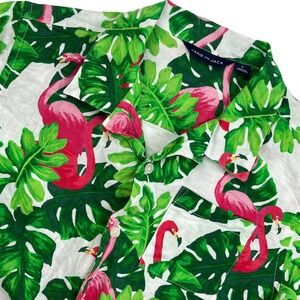 Janie and Jack Boys Hawaiian Shirt Size 12 Linen Blend Button Down Short Sleeve